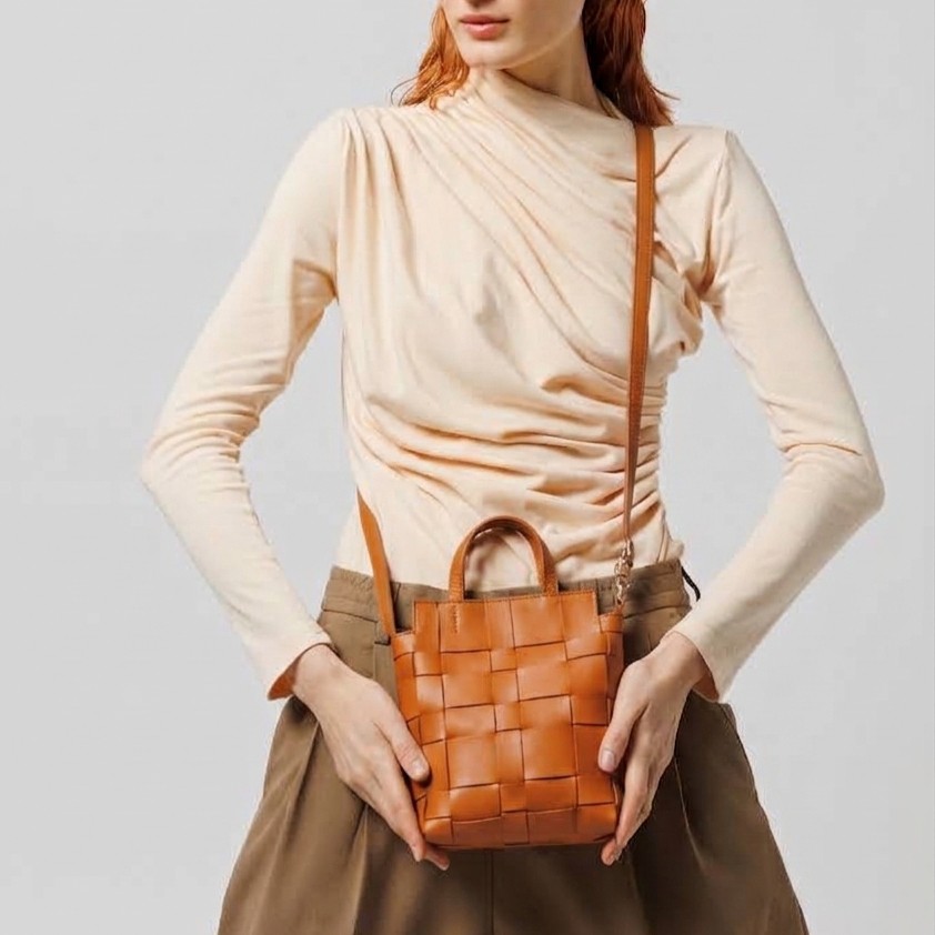 Intreccio Mini Crossbody Bag - tan